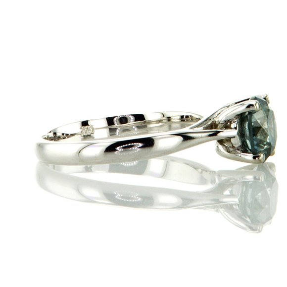 Blue Diamond Solitaire Engagement Ring Round Shape 1.57 Carat 14K White Gold - Picture 6 of 8